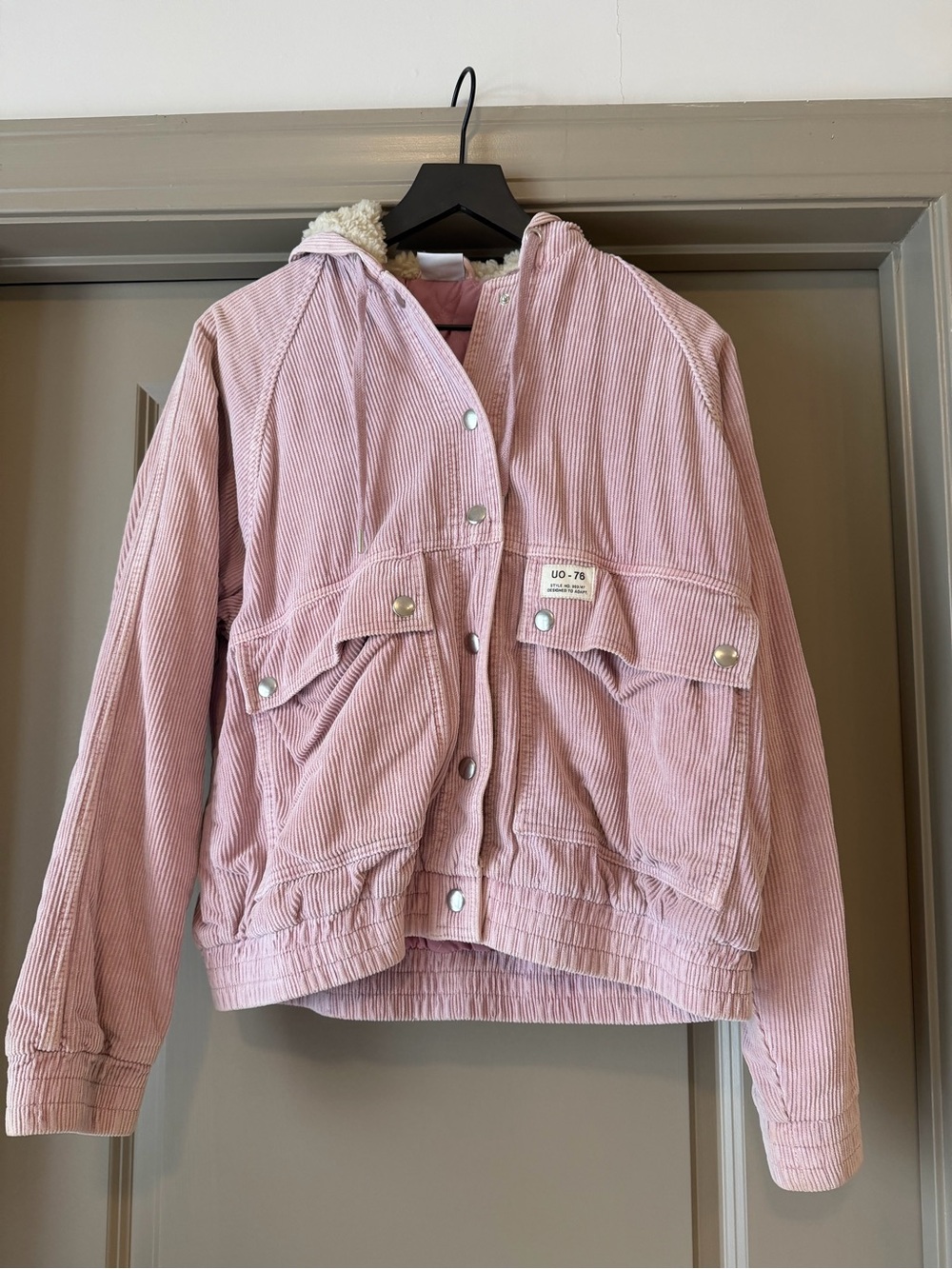 BDG Light Pink Corduroy Hooded Jacket